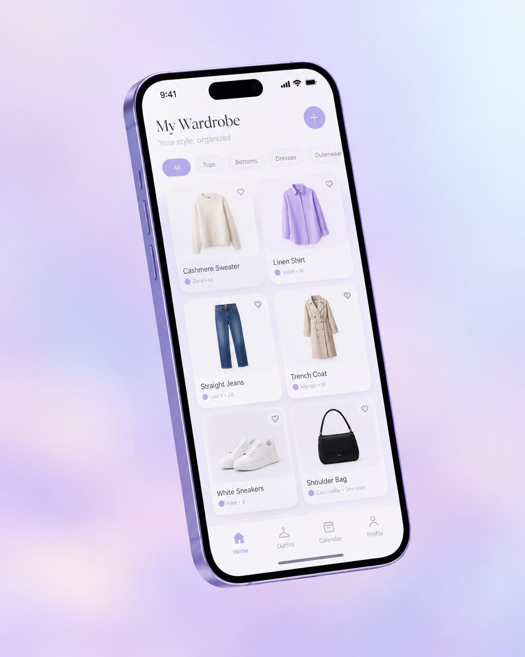 The WARDROX.AI mobile app showing a wardrobe grid